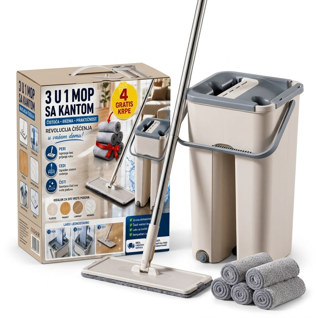 Mop sa kantom + 4 gratis rezervne krpe