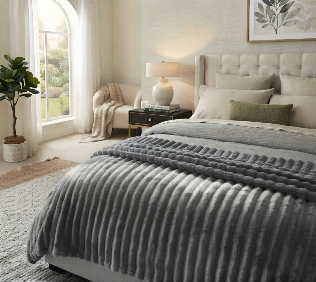 Premium Plišano Rebrasto Ćebe – Vaša Oaza Mekoće i Topline – 150x200cm i 200x220cm