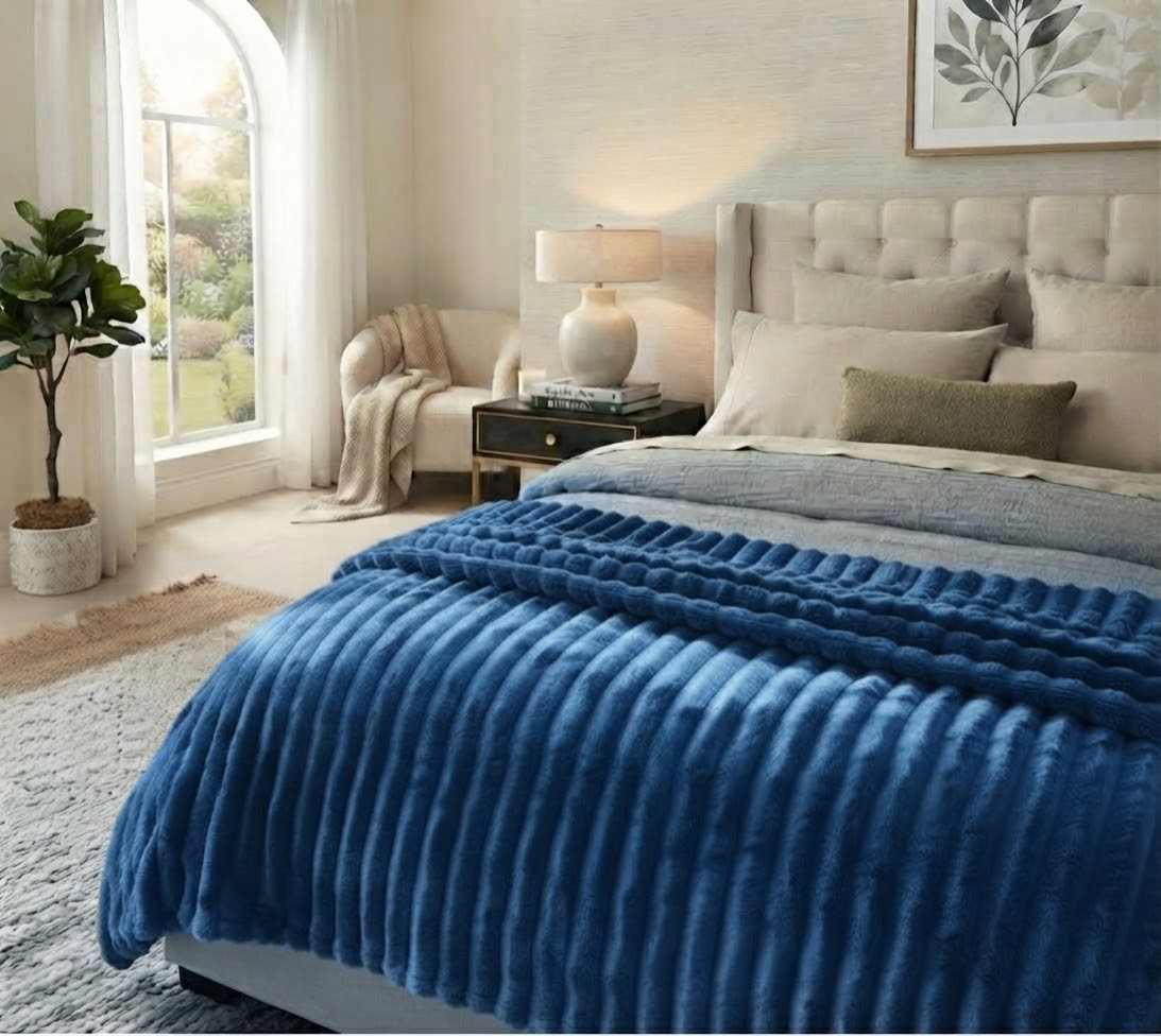 Premium Plišano Rebrasto Ćebe – Vaša Oaza Mekoće i Topline – 150x200cm i 200x220cm