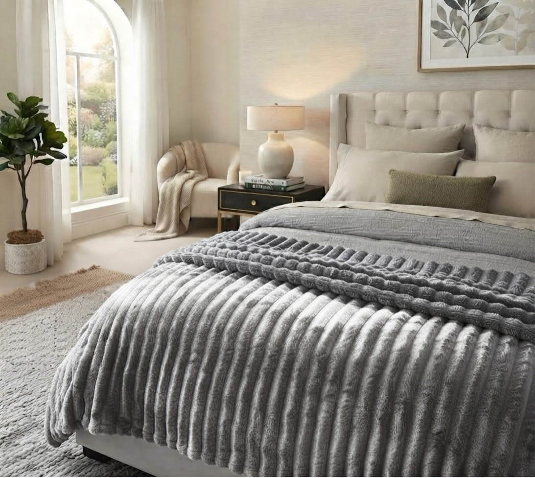 Premium Plišano Rebrasto Ćebe – Vaša Oaza Mekoće i Topline – 150x200cm i 200x220cm