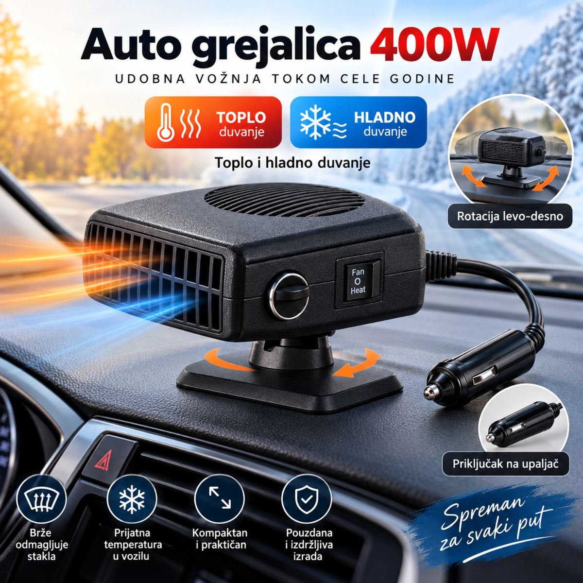 Auto grejalica 400W u automobilu