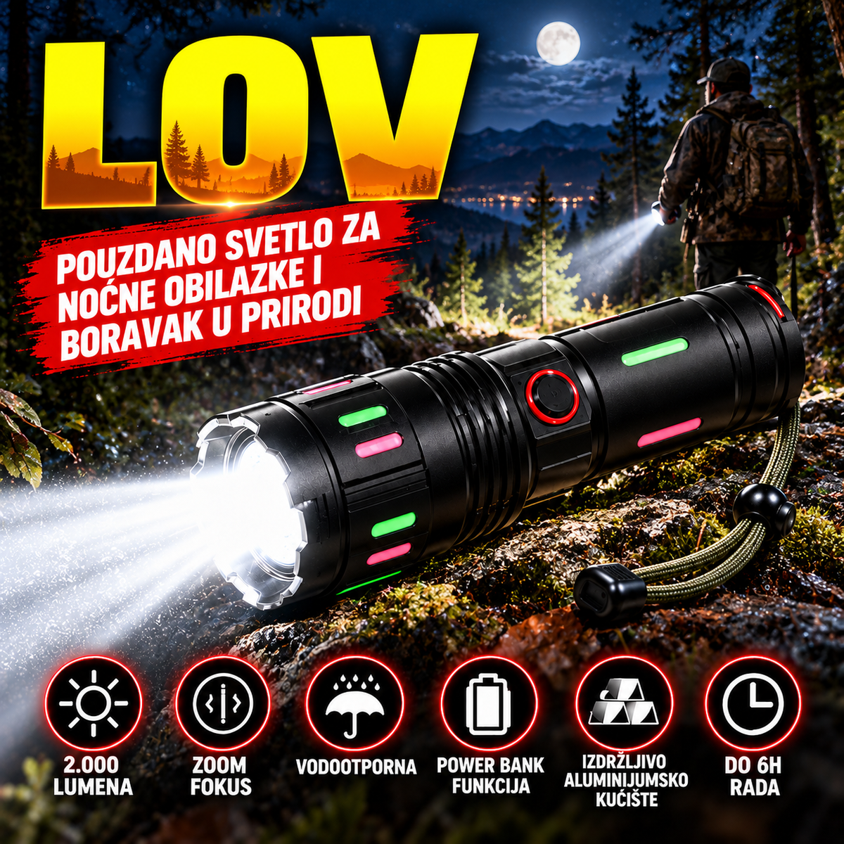 Lov: LED lampa za noćne obilaske i boravak u prirodi