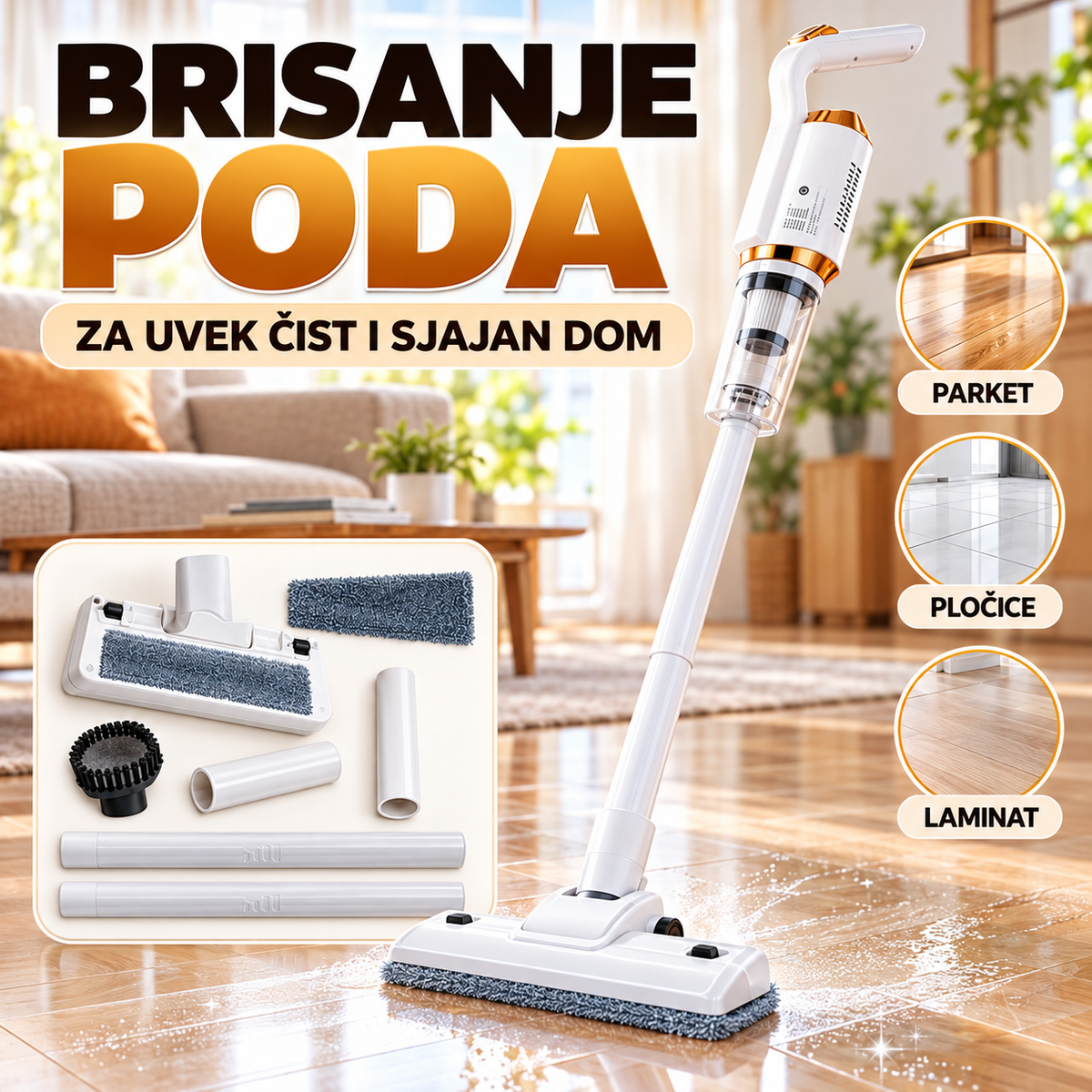 Usisivač i Briško 2 u 1 - brisanje poda