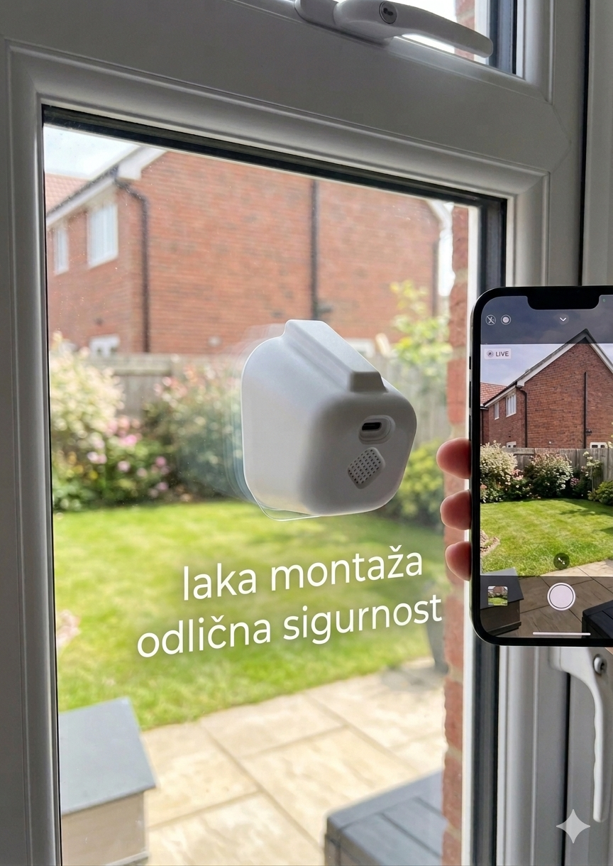 MINI Wi-Fi KAMERA 2-u-1: Sa Držačem i Montažom na Staklo + Adapter + USB Kabl