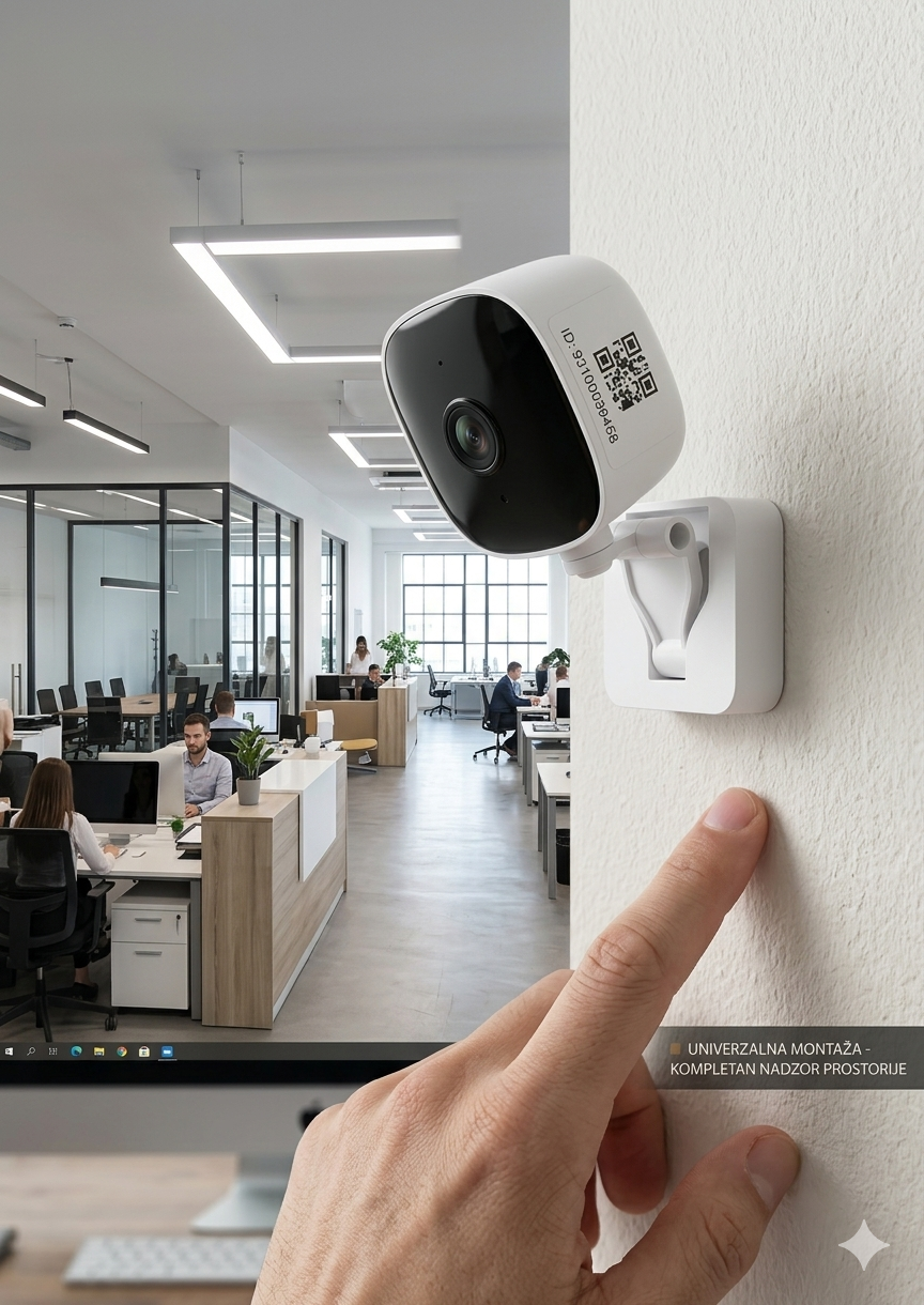 MINI Wi-Fi KAMERA 2-u-1: Sa Držačem i Montažom na Staklo + Adapter + USB Kabl