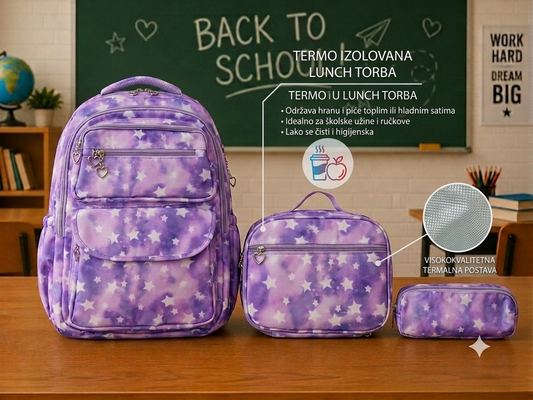 🎒 Školski Set 3 u 1 Ranac Termo Torbica Pernica