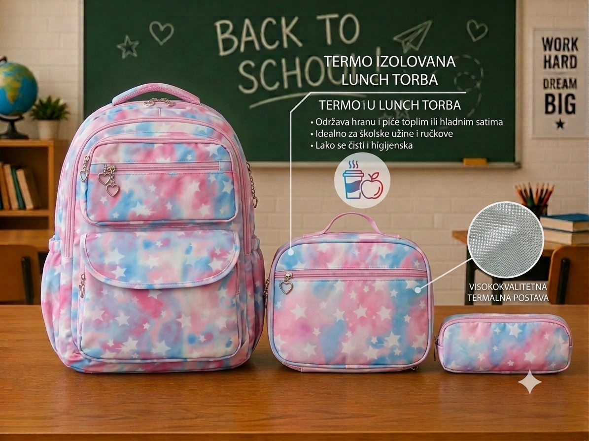 🎒 Školski Set 3 u 1 Ranac Termo Torbica Pernica
