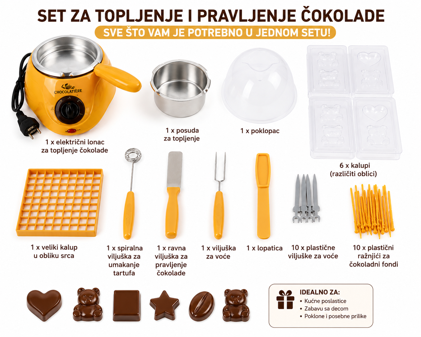Set za topljenje i pravljenje čokolade