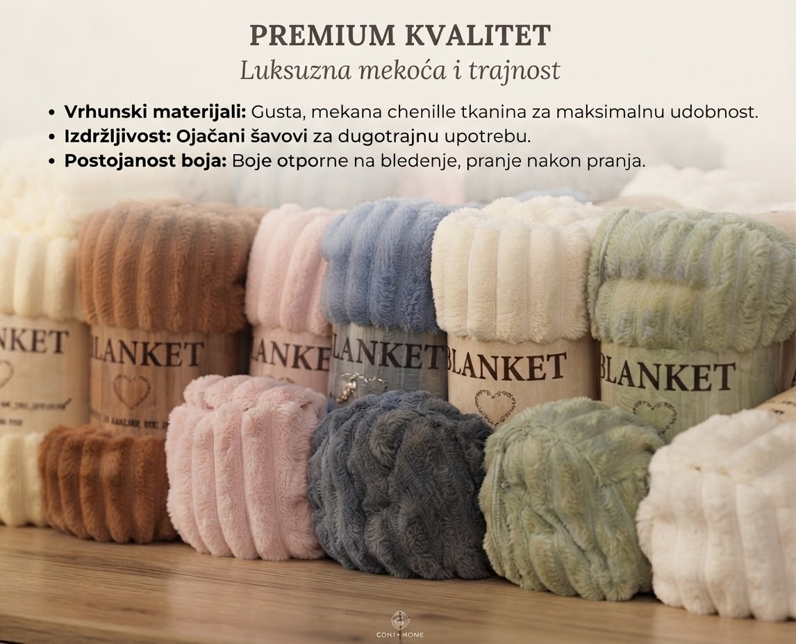 Premium Plišano Rebrasto Ćebe – Vaša Oaza Mekoće i Topline – 150x200cm i 200x220cm