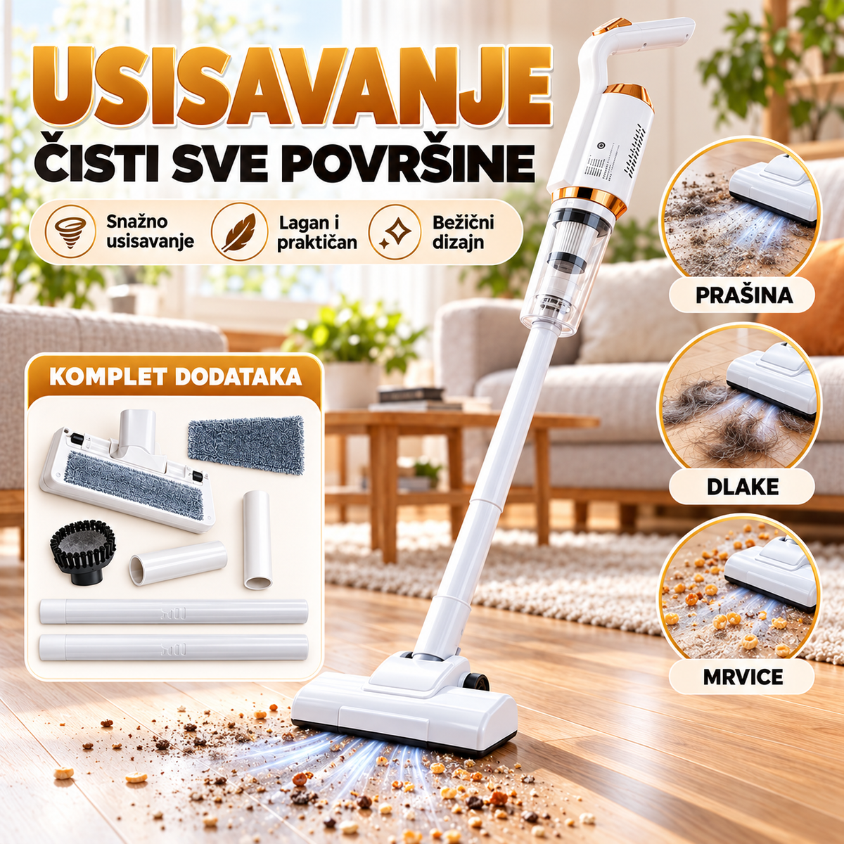 Usisivač i Briško 2 u 1 - usisavanje